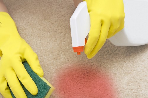 Professional domestic cleaning in a bright living room
