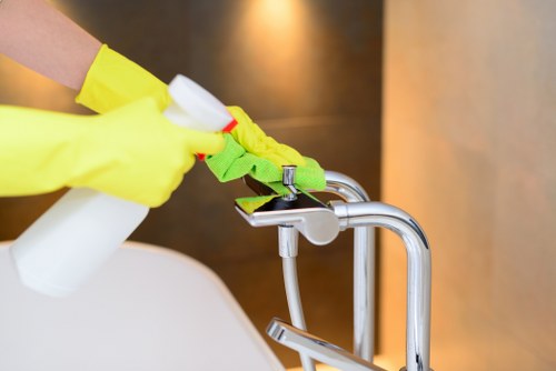 Eco-friendly move out cleaning tools and products in use