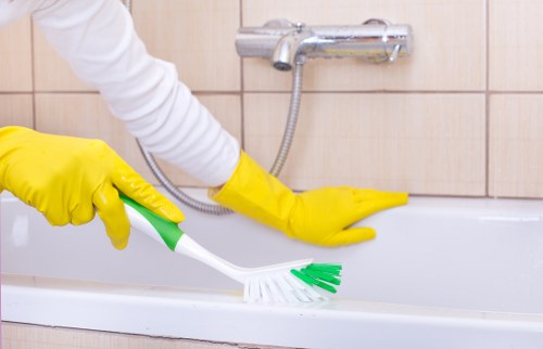 Weekly house cleaning routine in a bright living room