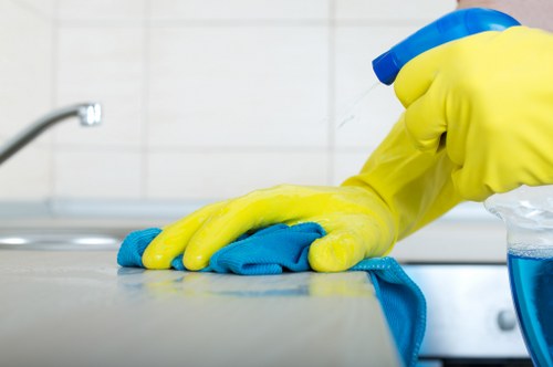 Bedroom domestic cleaning with tidy bedding and dust-free surfaces